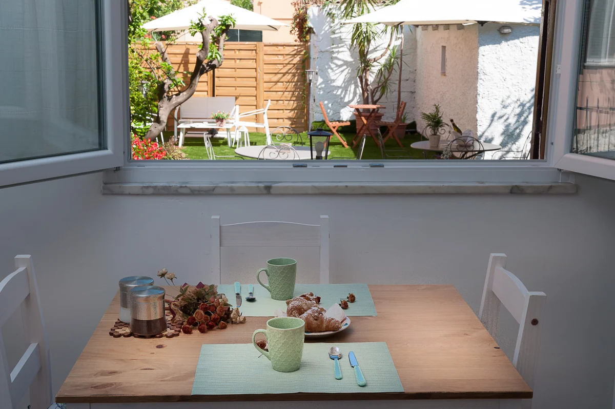 Twins 2 kitchen overlooking the shared garden
